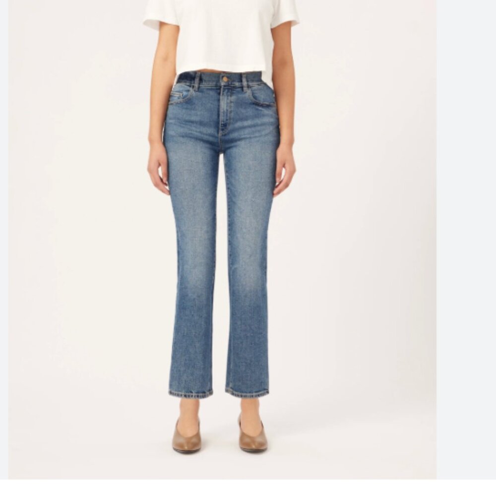 DL1961 Patti Straight High rise vintage ankle Mid-Wash Blue Denim Jeans 27